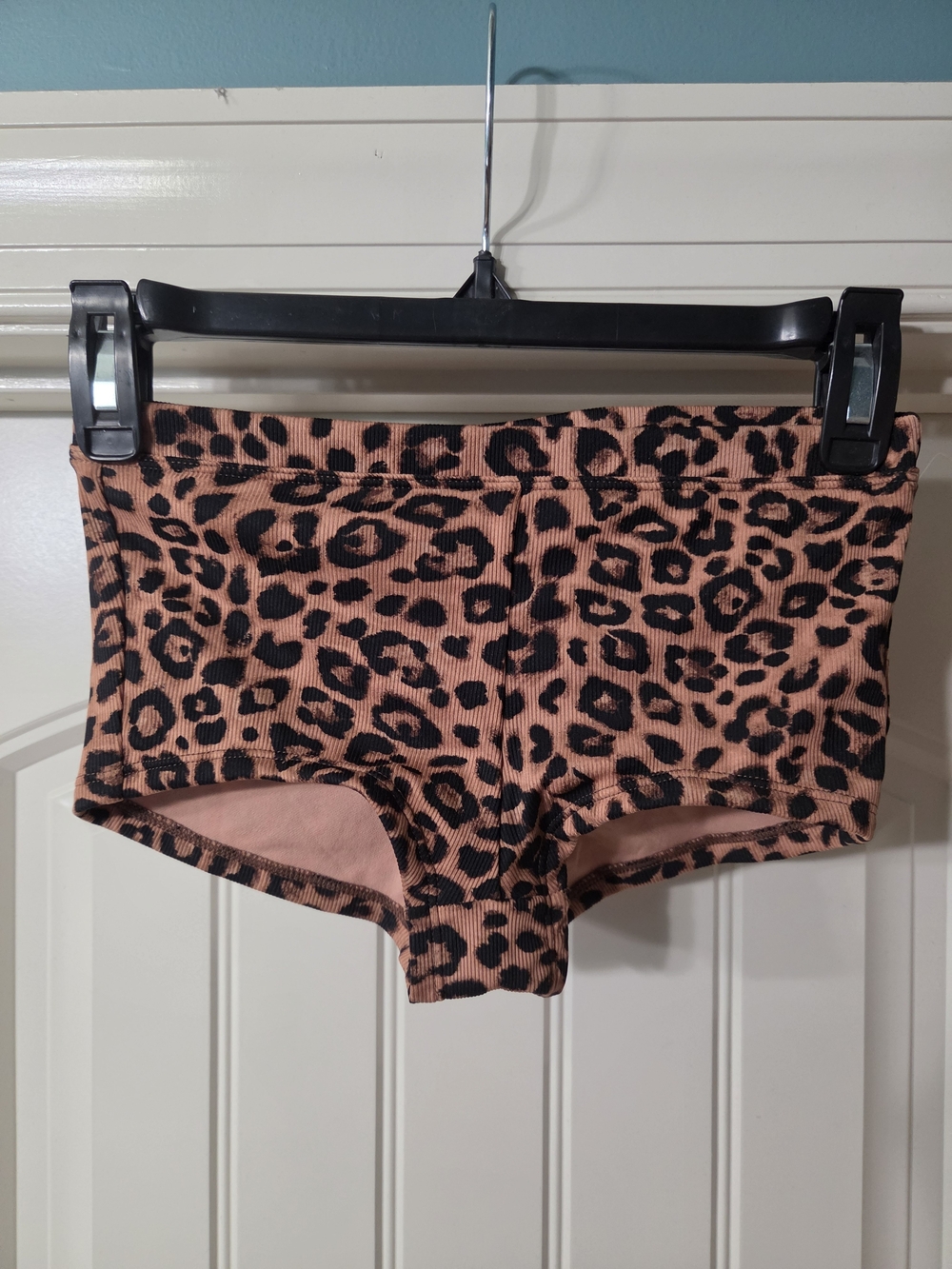 wild fable Peach and Black Leopard Boyshort Swim Bottoms